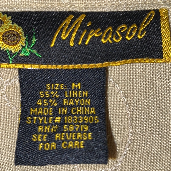 MIRASOL EMBROID. LINEN/RAYON BUTTON DWN SHIRT SZ M - Picture 5 of 14